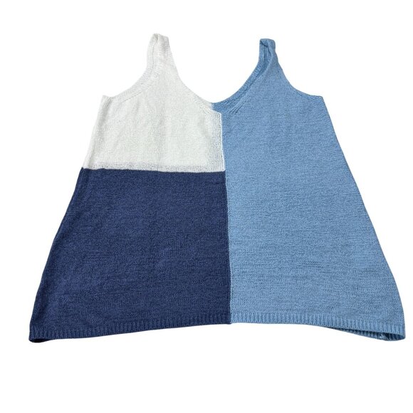 Colorblock Knit Tank Top In Blue & White Colorblock - M - Picture 6 of 10